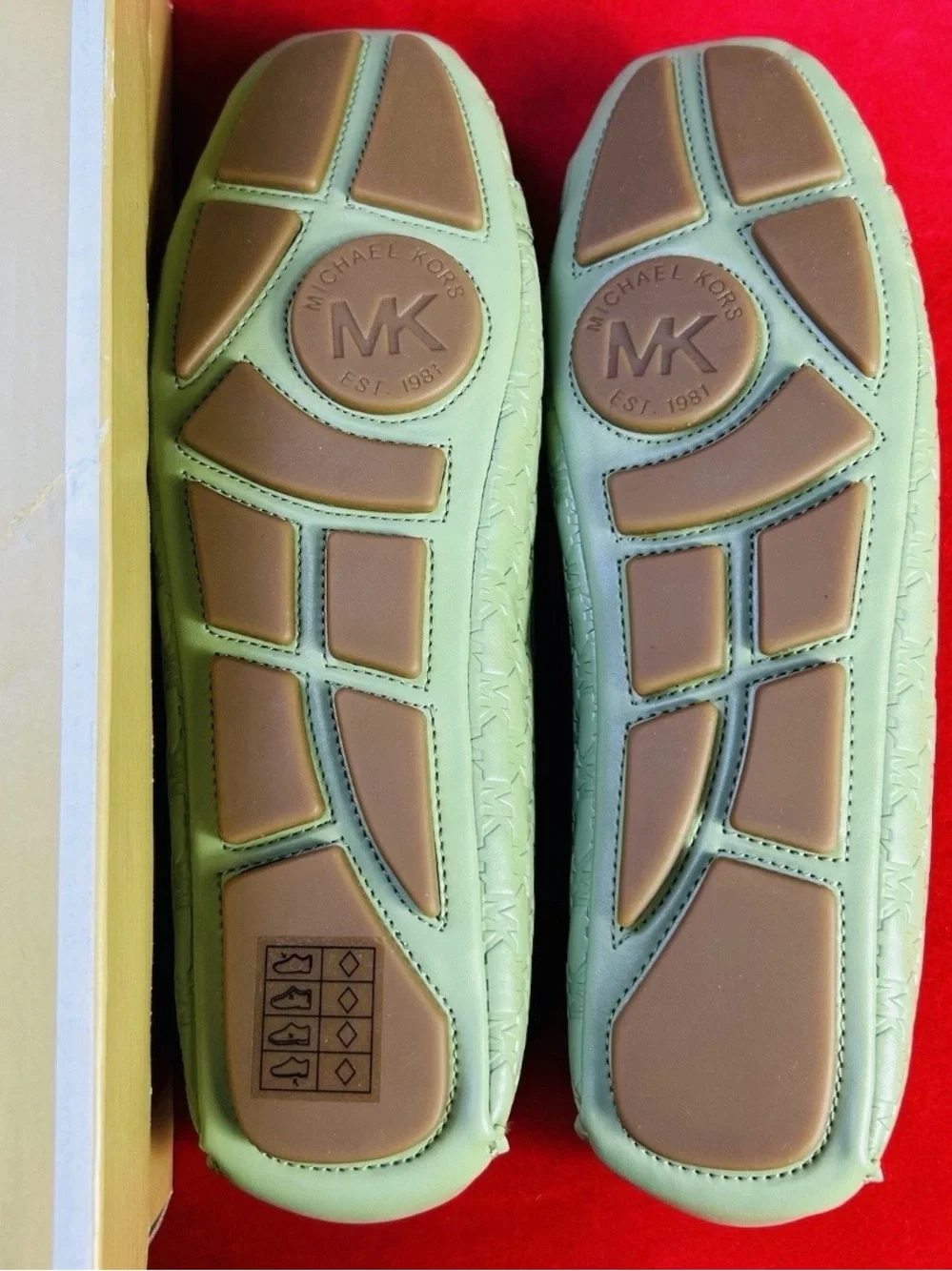 Michael Kors Light Green Quilted MK Logo Loafers